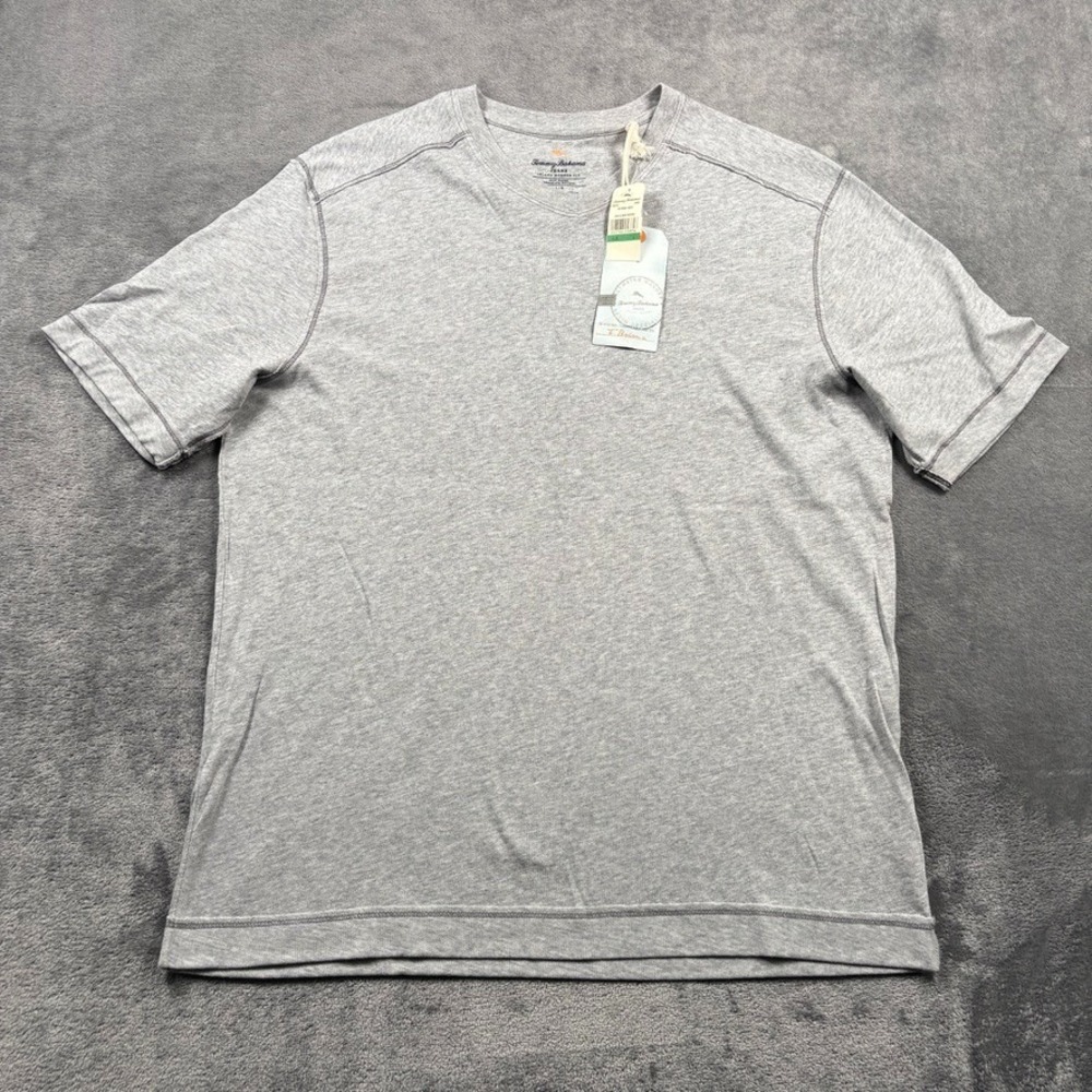 Tommy Bahama Shirt Mens Large Gray Cotton Cohen V-Neck Island Modern Fit NEW